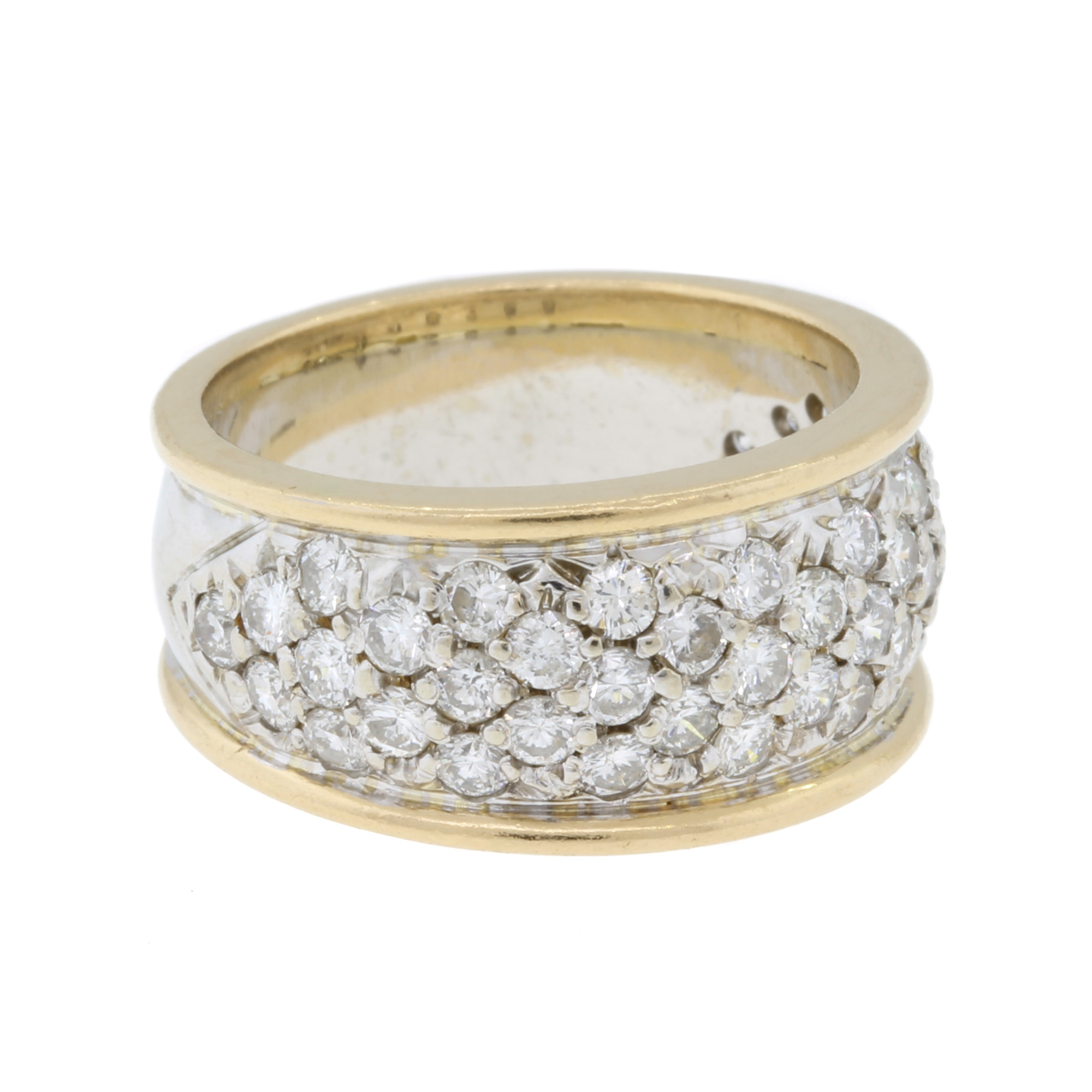 Vintage 14k Gold Diamond Cluster Wide Band Ring Sz 6 Signed | eBay